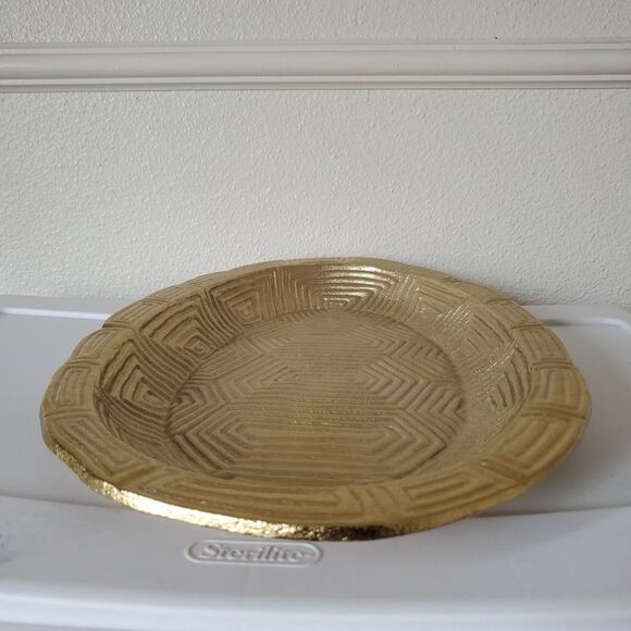 Gold Tone Metal Decorative Home Decor Wall Hanging Art Oval Platter Threshold - Picture 8 of 16